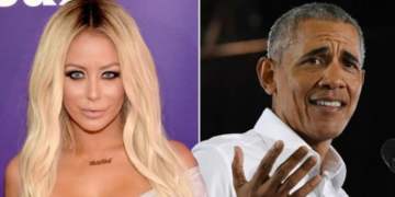 US Singer Aubrey O’Day 
 and Barack Obama