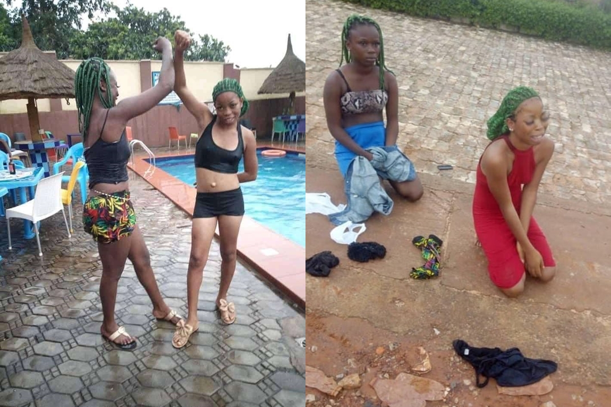 1200px x 800px - Two young girls punished for impersonating the Black Axe Confraternity  (Photos)