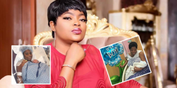 Funke Akindele, Insets:  baby, Ronke Odunsanya and her, Toyin Abraham and herbaby