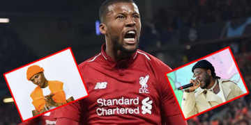 Liverpool Star Gini Wijnaldum, Inset: LR - Wizkid, Burna Boy