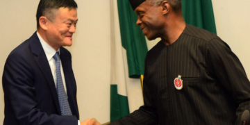 Vice President Yemi Osinbajo  (R) with  Executive Chairman, Alibaba Group Co-Founder, Mr Jack Ma (L)