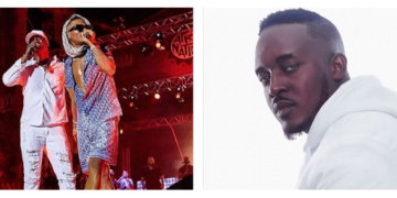 Akon and Wizkid on stage, MI Abaga