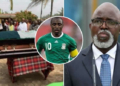 LR: Scene of Burial Ceremony, NFF President; INSET: Late Issac Promise