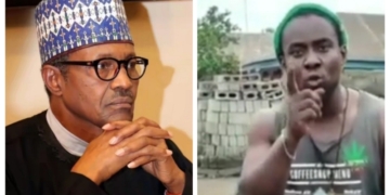 L-R President Muhammadu Buhari, frustrated Nigerian