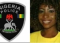 L-R  Police logo, Patience Zakari who was stabbed to death