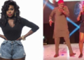 Singer Niniola and a 'Red Cap' Chief dancing on stage