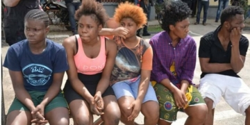 Filed photo of Nigerians being paraded for prostitution