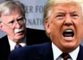 L-R Former National Security Adviser John Bolton, US President Donald Trump