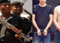 Nigerian policemen, depict of arrested Chinese men