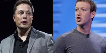 L-R Tesla founder Elon Musk, Mark Zuckerberg