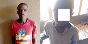 L-R The suspect, Idowu Sikiru and his 5-year-old son