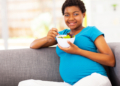 Pregnant woman eating