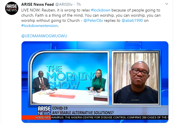 It’s wrong to relax lockdown for religious reasons, Peter Obi says