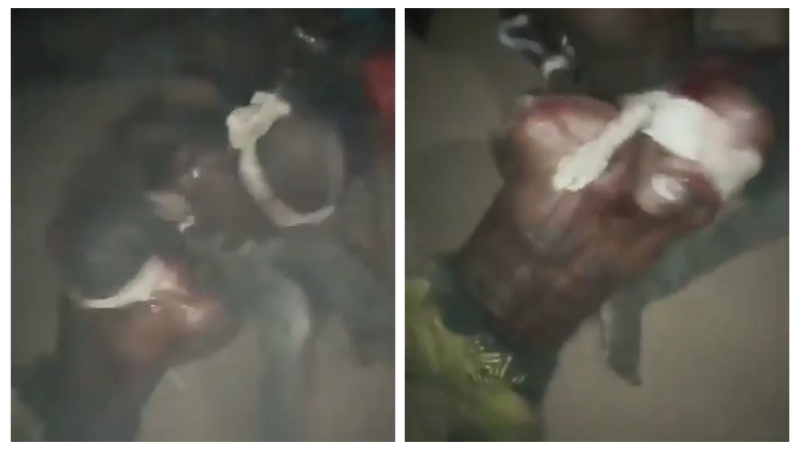 VIDEO: Suspected robbers beg for mercy as they're tortured after they were allegedly caught robbing in Ikotun