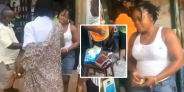 VIDEO: Pretty Lady stripped, embarrassed for stealing milk, other petty items from a Pharmacy in delta State