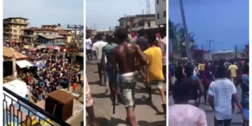 Coronavirus lockdown: Mushin residents march towards Ilupeju to take on One million boys (VIDEOS)