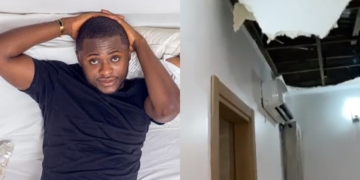 Ubi Franklin shares video showing the damage the heavy downpour in Lagos caused in his home