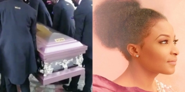 Moment Ibidunni Ighodalo's body was carried in a Silver Chrome Casket  by pallbearers