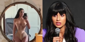 Actress Jameela Jamil condemns Kim Kardashian's use of corsets and advises women against unhealthy beauty standards