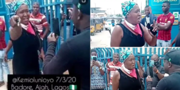 VIDEO: Kemi Olunloyo clashes with SARS officials in Lagos