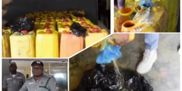 VIDEO: Custom officials intercept grains of rice concealed inside kegs and disguised as palm oil