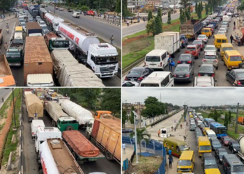 Major traffic congestion in Lagos as trucks and fuel tanker crash on Kara Bridge