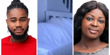 VIDEO: BBNaija housemates, Ka3na and Praise caught on camera sleeping with themselves