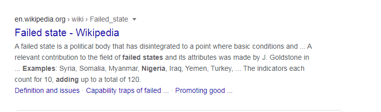 Nigeria Added To List Of “Failed States” On Wikipedia