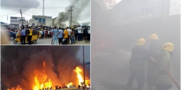 Fire Guts Access Bank In Victoria Island, Lagos (Video)