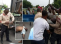 PHOTOS: Angry mob pounce on FRSC official in Delta for allegedly pushing driver off his truck