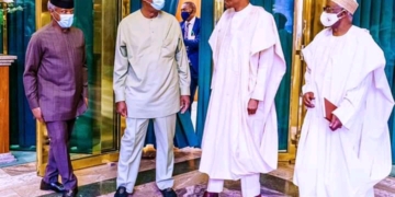 PHOTOS: RCCG Senior pastor, Adeboye meets Buhari in Aso-Rock