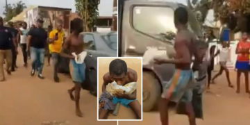 Viral Video: The moment a suspected Ritualist was forced to eat stolen faeces in Delta