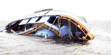 A capsized boat