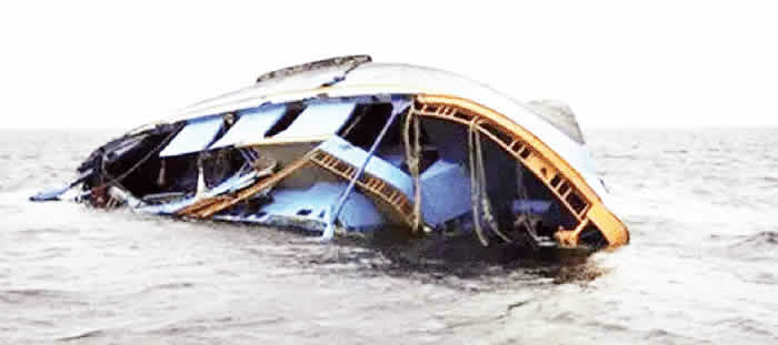 A capsized boat