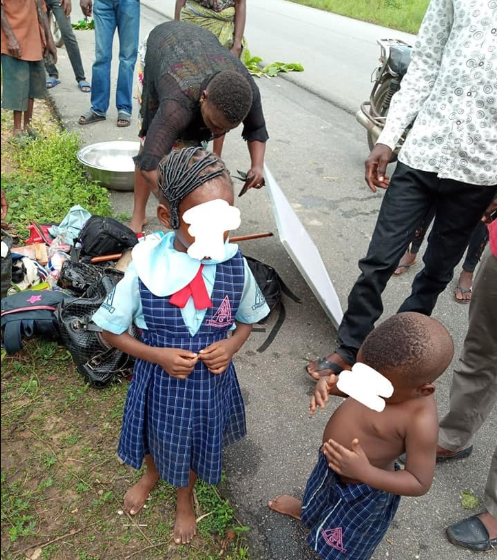 Car carrying school children somersaults into bush after being hit by a commercial bus (photos)